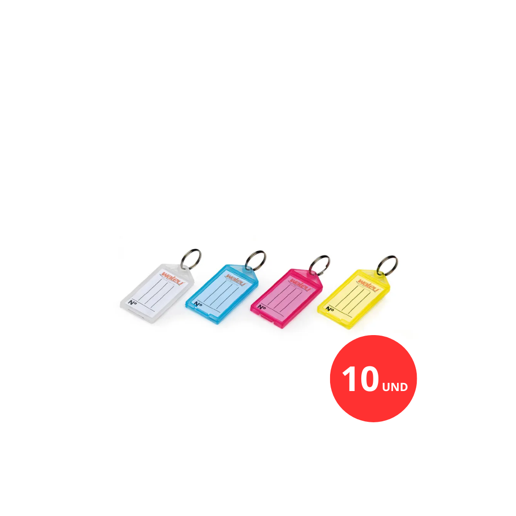 Chaveiro com Etiqueta Cores Diversas - 10 Und