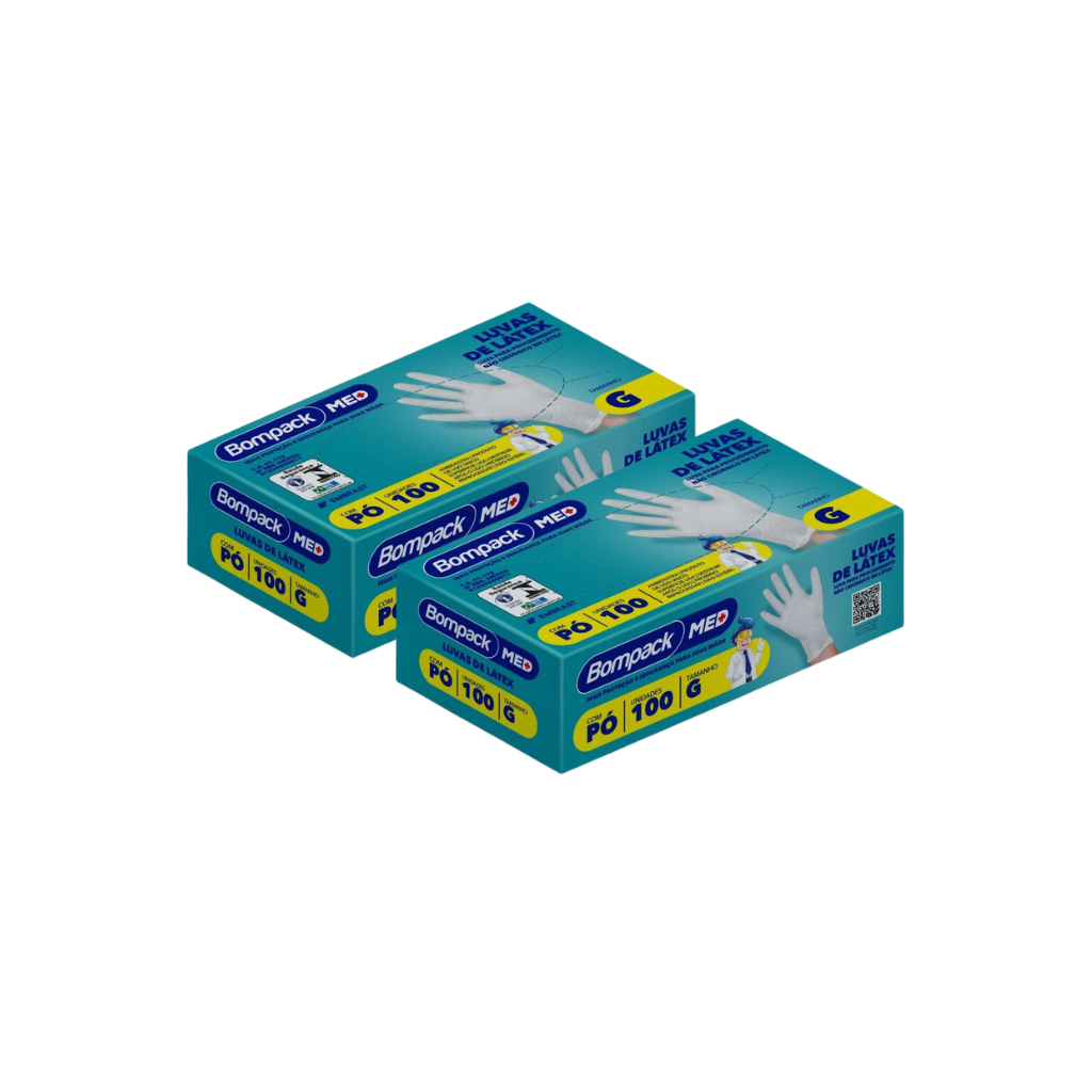 Luva Látex Procedimento Não Cirúrgico C/ Pó Cx C/100 Tam G Bompack - 2 Und