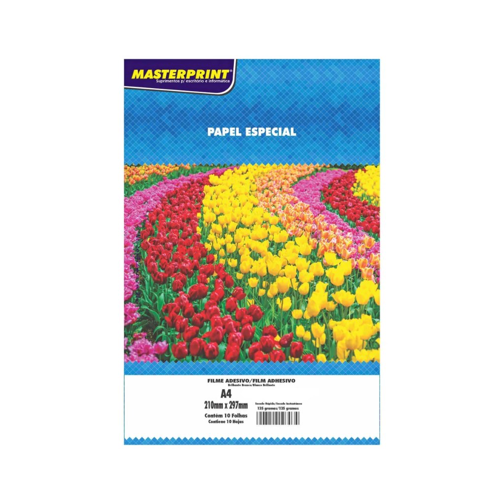Papel Foto A4 135g 10fls Filme Adesivo Vinil Transparente