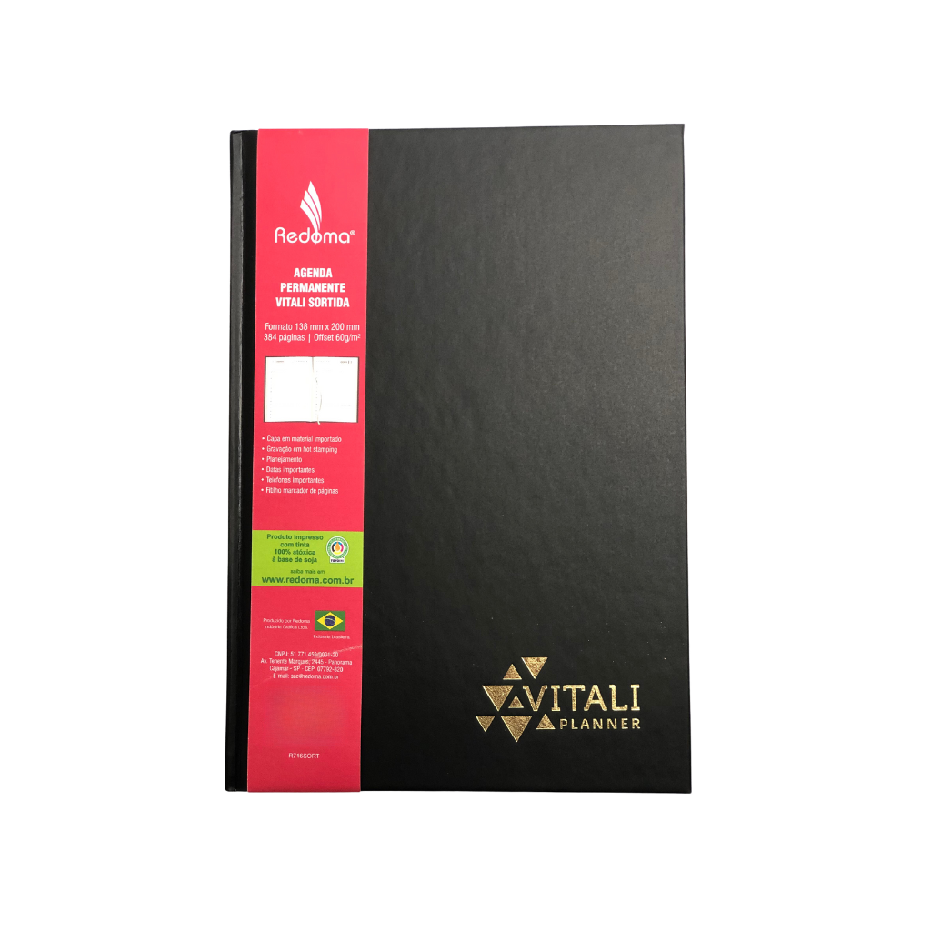 Agenda Permanente Brochura Vitali Cores Sortidas - Redoma R716sort