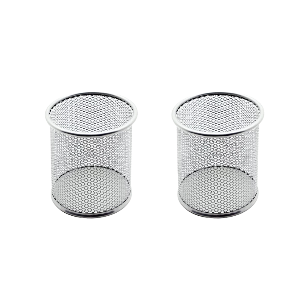 Porta Caneta/lápis Aramado Redondo Prata Brw - 2 Und
