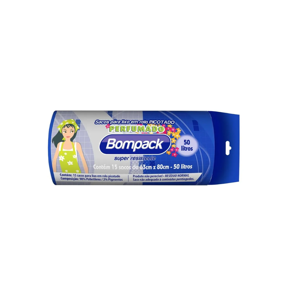 Saco P/ Lixo 50l 63x80 Perfumado C/15un