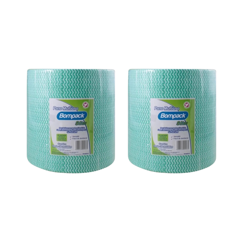 Pano Multiuso Rolo C/600un 28x50cm 300m Verde (tipo Perfex) - 2 Und