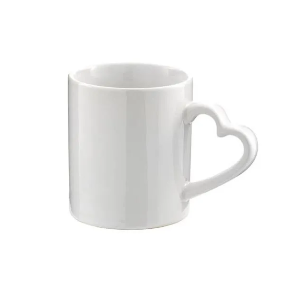 CANECA SUBLIME CERÂMICA BRANCO ALCA CORAÇÃO 300ML P/SUBLIMÇÃO A893