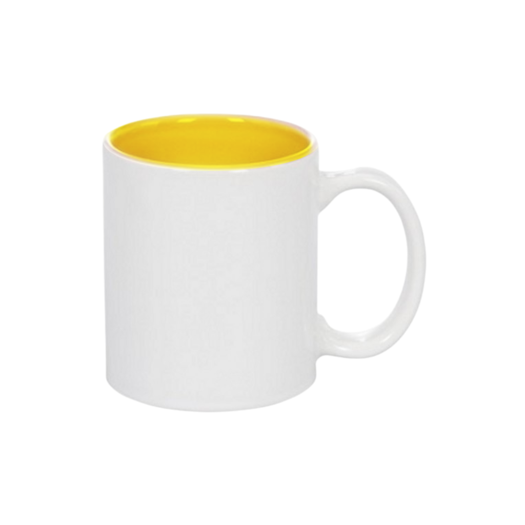 CANECA SUBLIME CERÂMICA BRANCO INTERIOR AMARELO 300ML P/SUBLIMAÇÃO AJ7