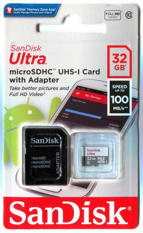 CARTÃO DE MEMÓRIA 32GB MICRO SD 2X1 ULTRA 100MB CLASSE 10