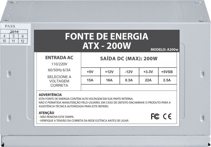 Fonte Atx 200w Sem Cabo Sem Caixa Vkoem