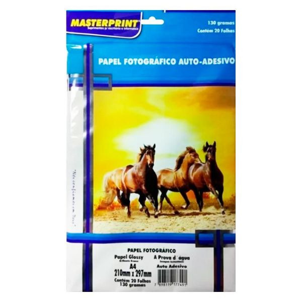 Papel Foto A4 130g 20fls Auto Adesivo Masterprint
