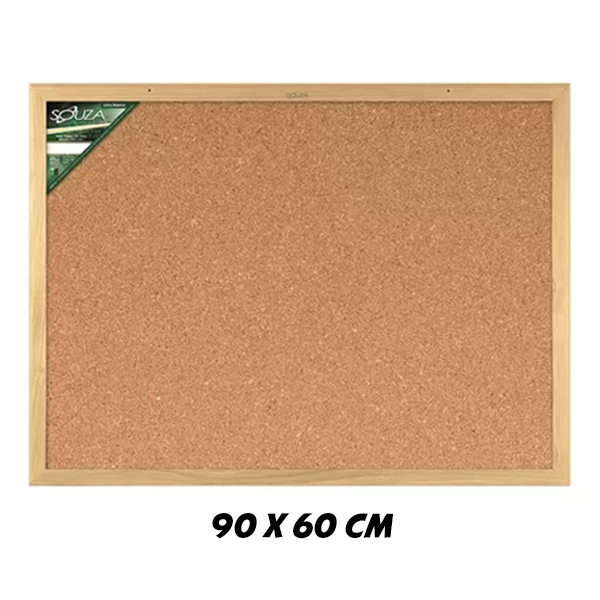 Quadro Cortiça 90x60 Borda Madeira Luxo - Souza