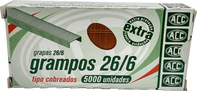 Grampo 26/6 Cx 5000un Cobreado