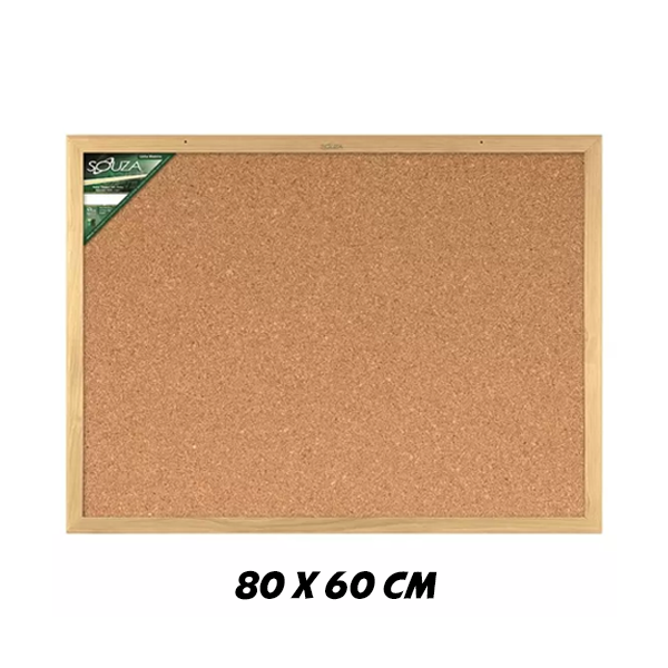 Quadro Cortiça 80x60 Borda Madeira Luxo - Souza