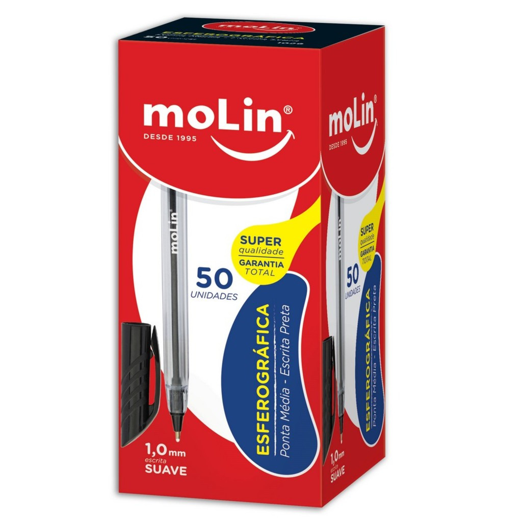 Caneta Esferográfica Média Preta Molin