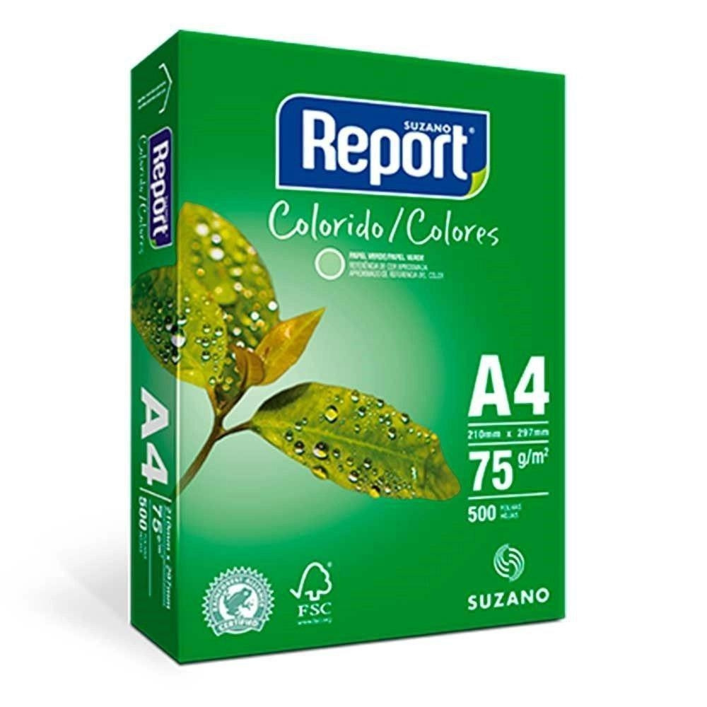 RESMA A4 COLORIDO VERDE 75G 500FLS REPORT