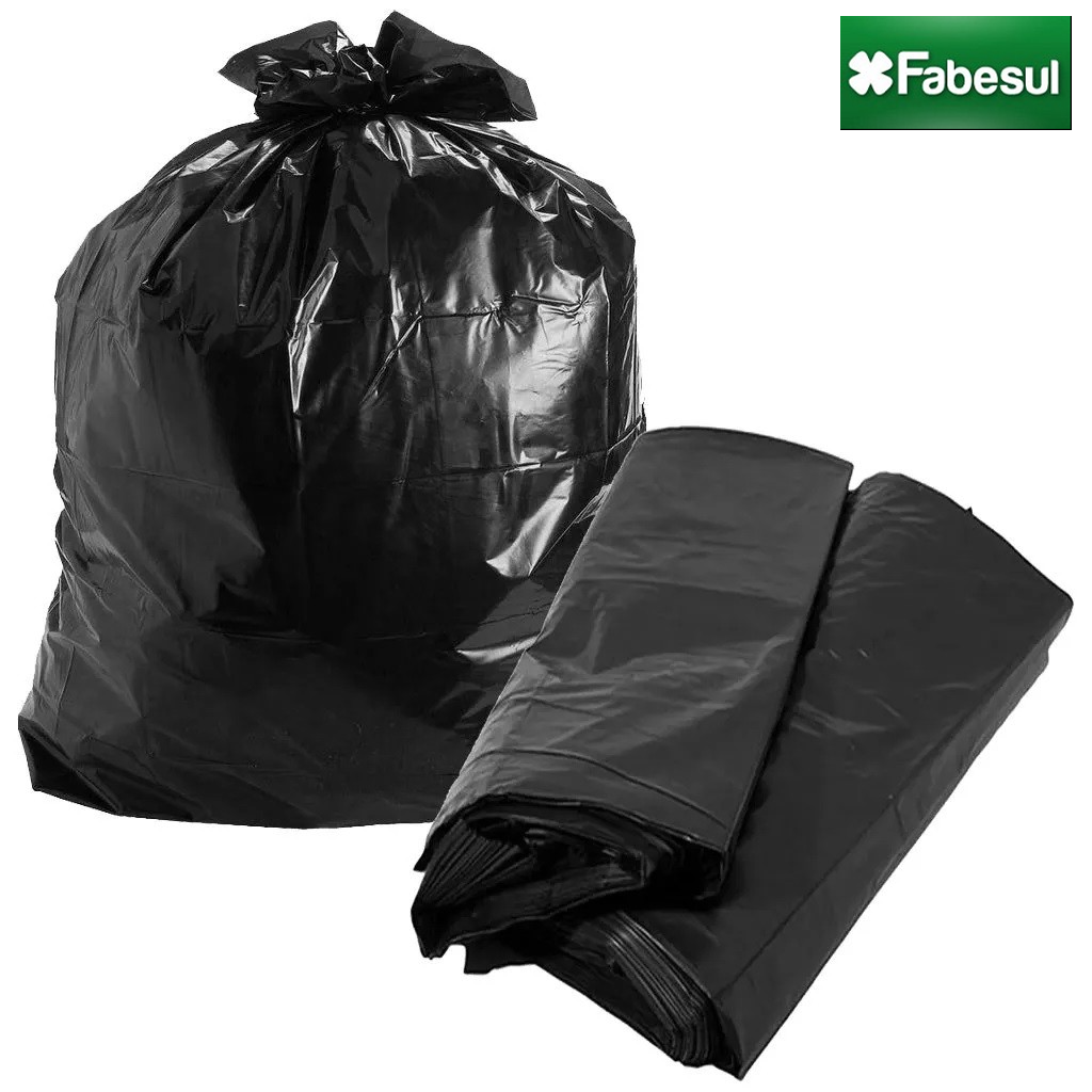 Saco P/ Lixo 100l C/100un Leve 3 a 5 Micras Preto Fabesul 