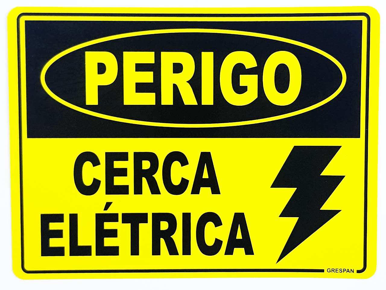 Placa de Sinalização Perigo Cerca Elétrica 15x20
