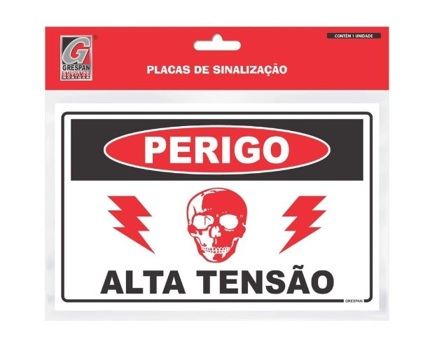 Placa de Sinalização Perigo Alta Tensão 16x25 Sin 102 Grespan