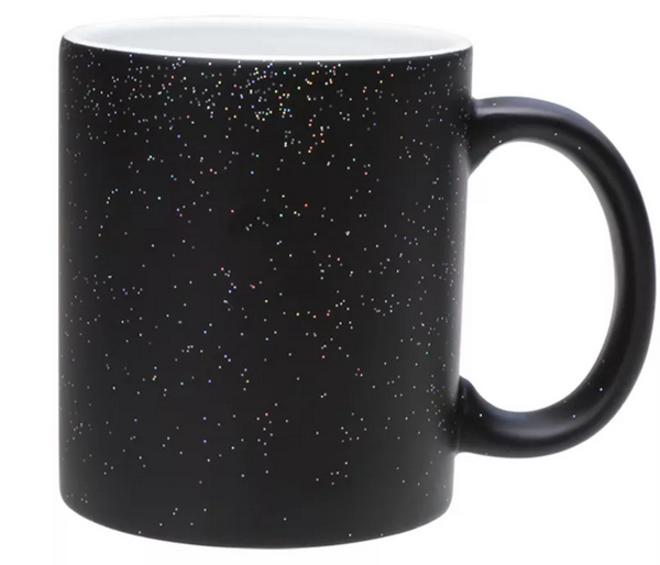 Caneca Cerâmica Mágica Preta C/glitter 325ml P/sublimação