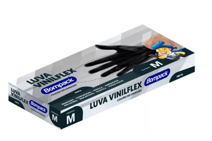 Luva Vinilflex Preta Cx C/100 Tam G