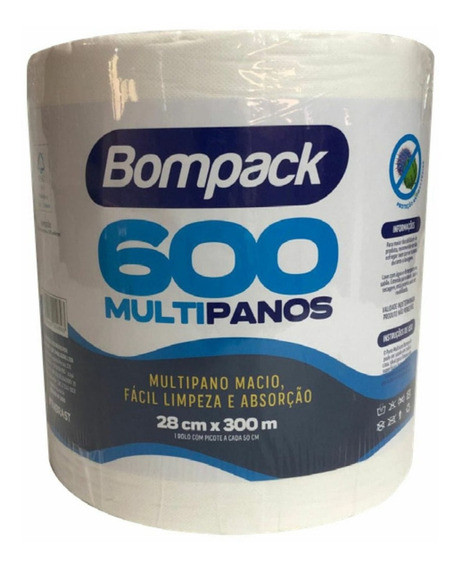PANO MULTIUSO ROLO C/600UN 28X50CM 300M BRANCO (TIPO PERFEX) BOMPACK