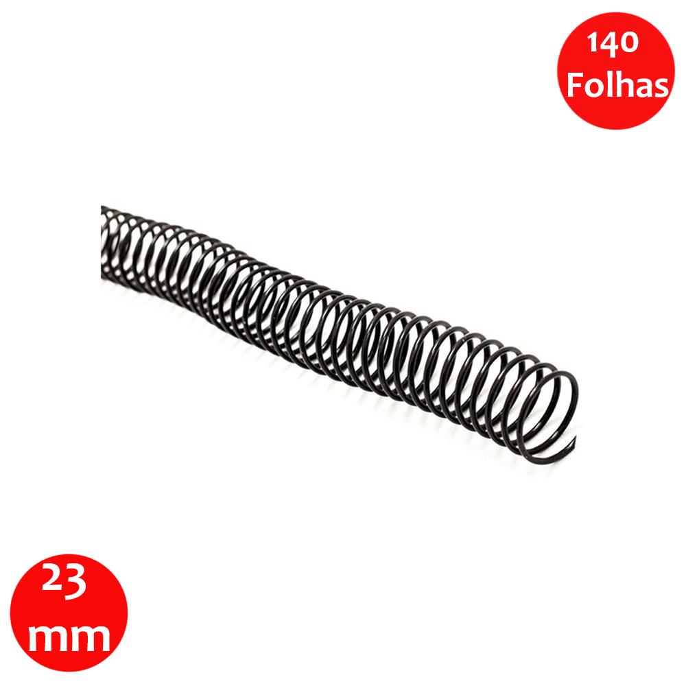 Espiral 23mm (para 140 Folhas) 60 Unidades Preto - Vip