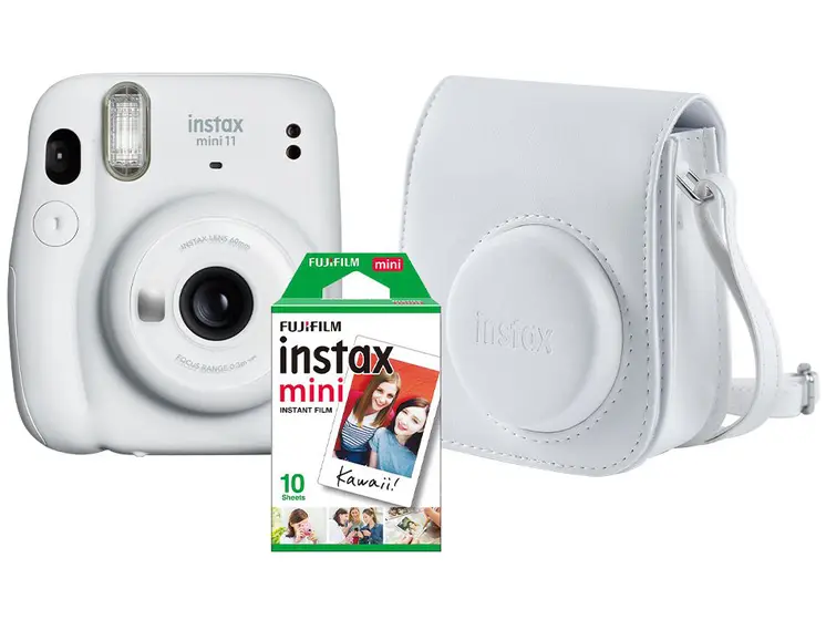 Câmera Instax Mini 12 Branco Marfim Kit Bolsa +10 Filmes