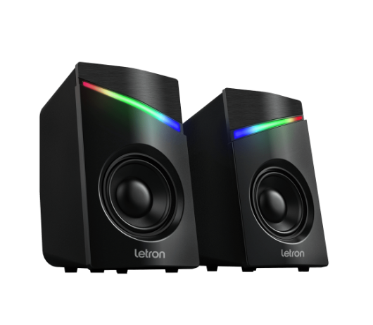 Caixa de Som Usb Aux Gamer Led Rainbow Light 2x3w Letron