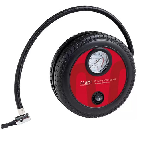 Compressor de Ar Roda 12v Vazão 15l/min 200 Psi 3 Bicos Multilaser