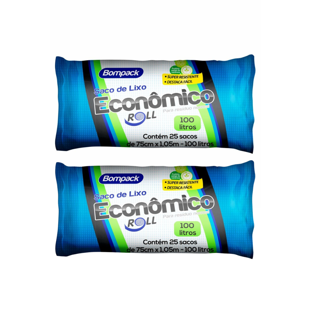 Saco P/ Lixo 100l 75x105 Economico Rolo C/25un - 2 Und