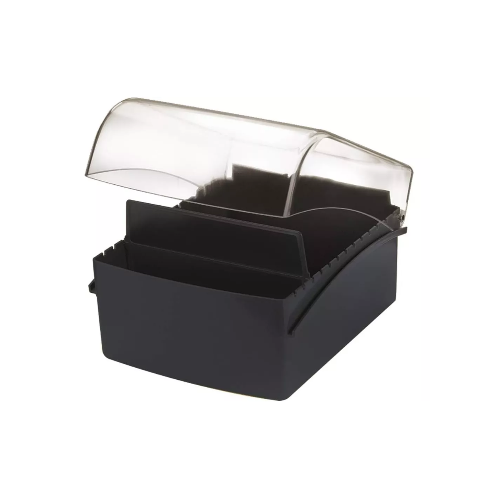 FICHÁRIO DE MESA 4X6 BASE PLÁSTICA PRETA - WALEU