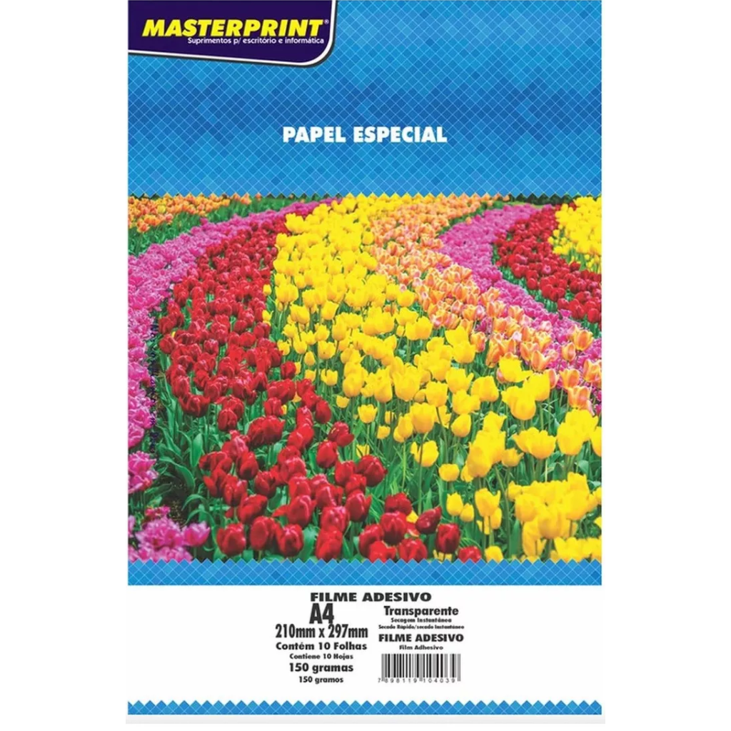 Papel Foto A4 150g 10fls Filme Adesivo Vinil Semi-transp Prova Dagua