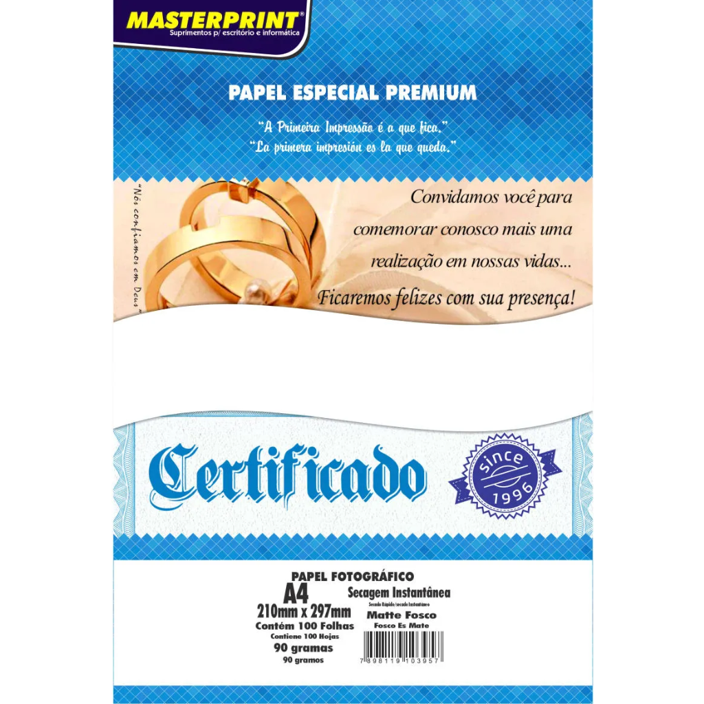 Papel Foto A4 90g 100fl Matte Masterprint