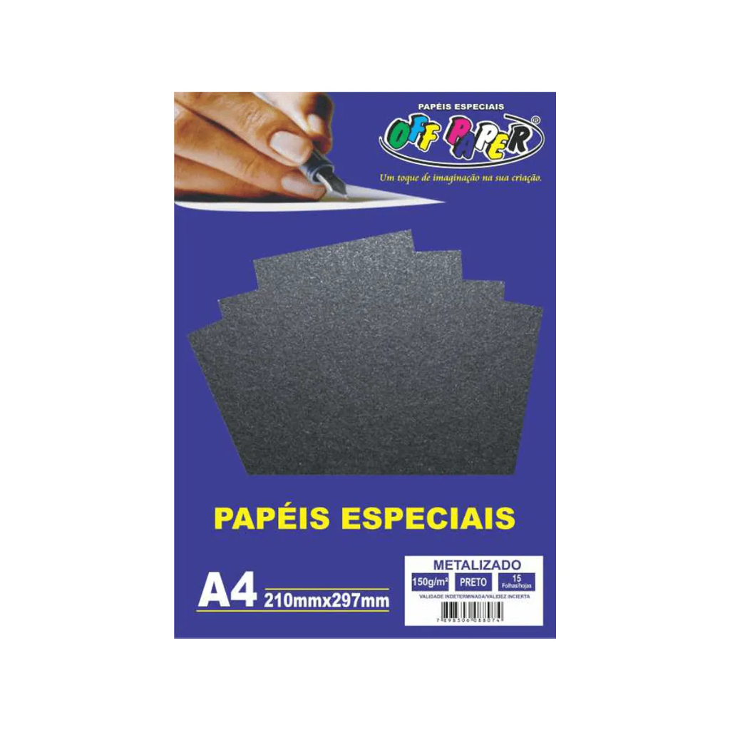 Papel Metalizado A4 Preto 150gr 15fls