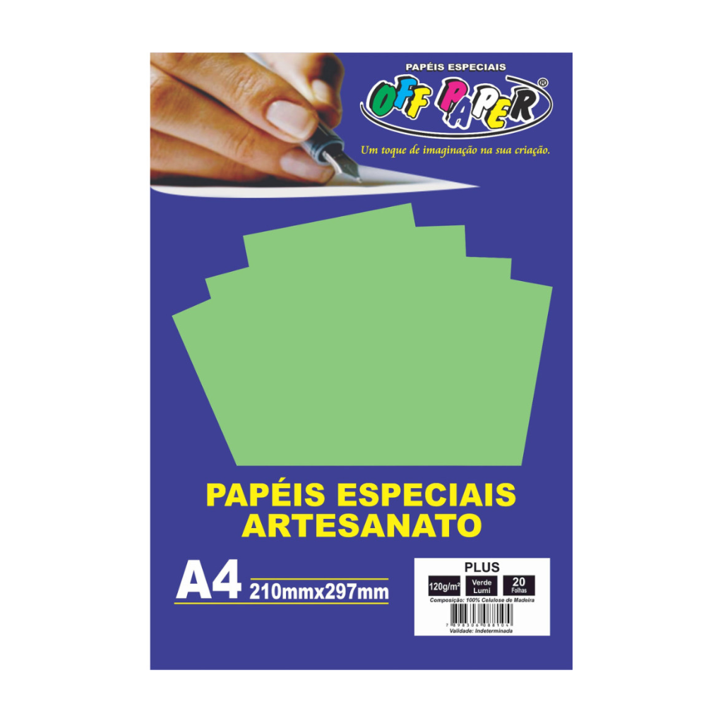 Papel Plus A4 120g Verde Lumi 20fl