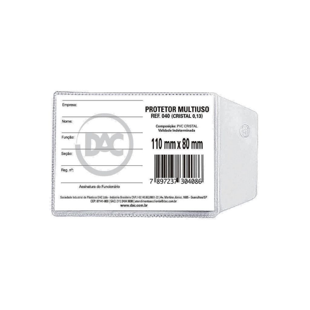 PROTETOR PVC 80X110 PARA INSS E RG (ANTIGO) - DAC 040