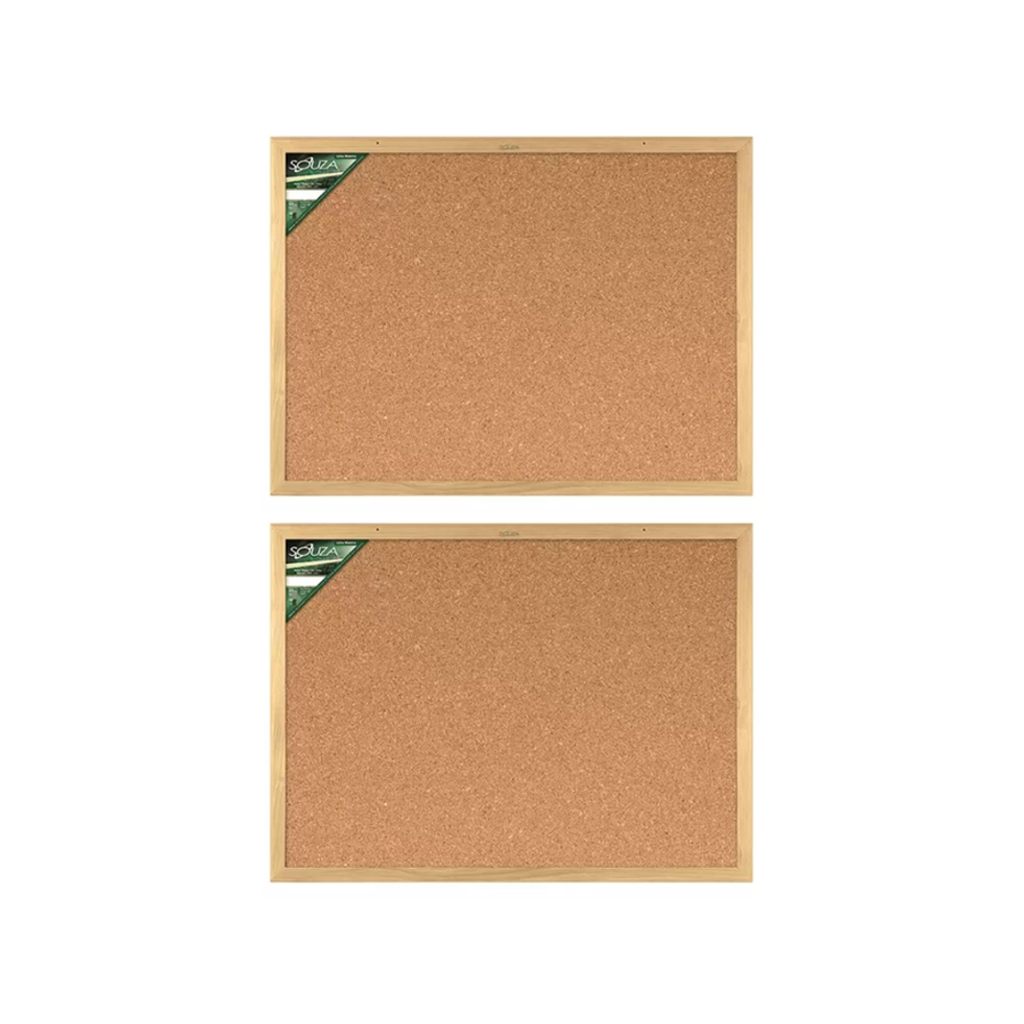Quadro Souza Cortiça 90x60 Borda Madeira Luxo - 2 Und