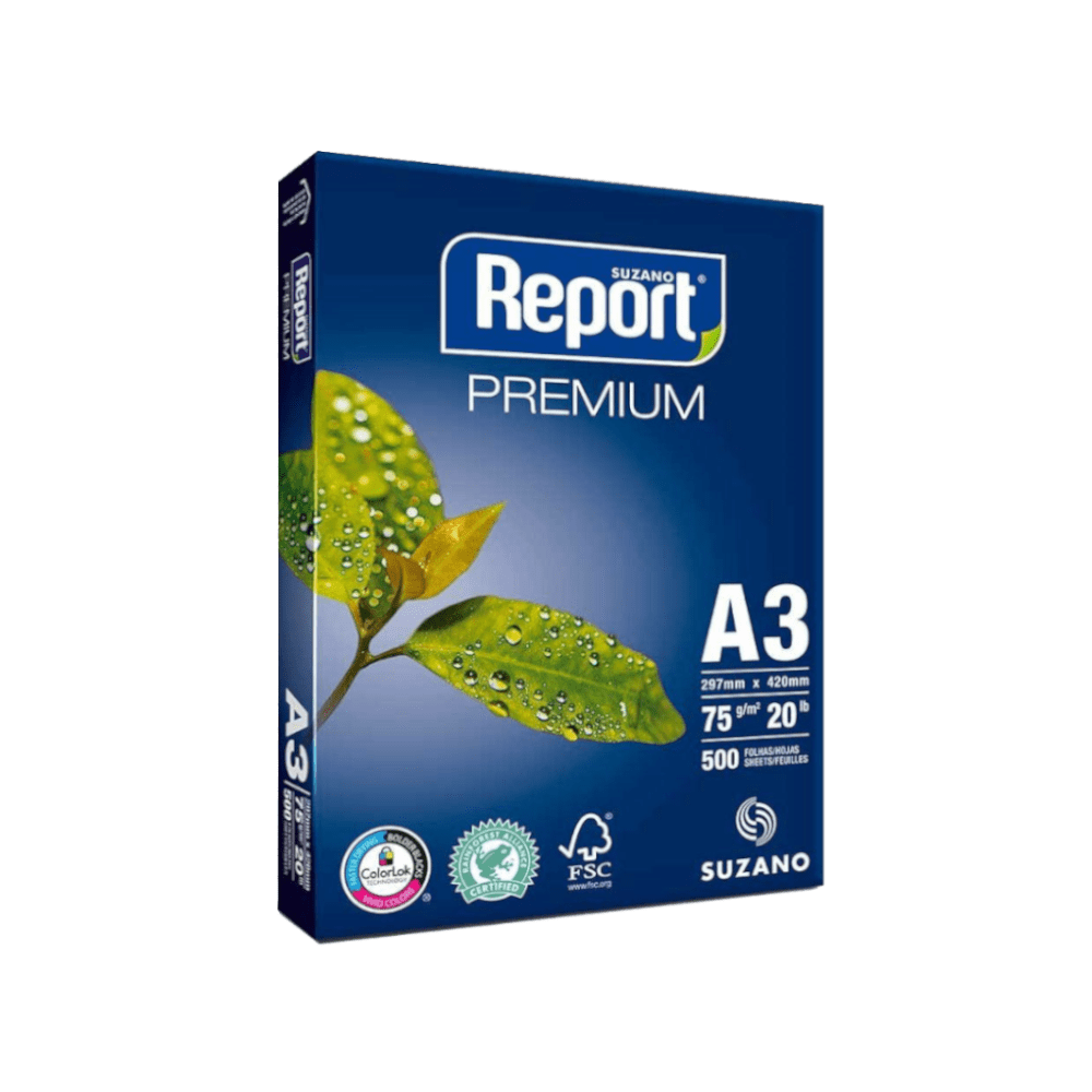 Resma A3 Branca Premium 75g 500fls Report