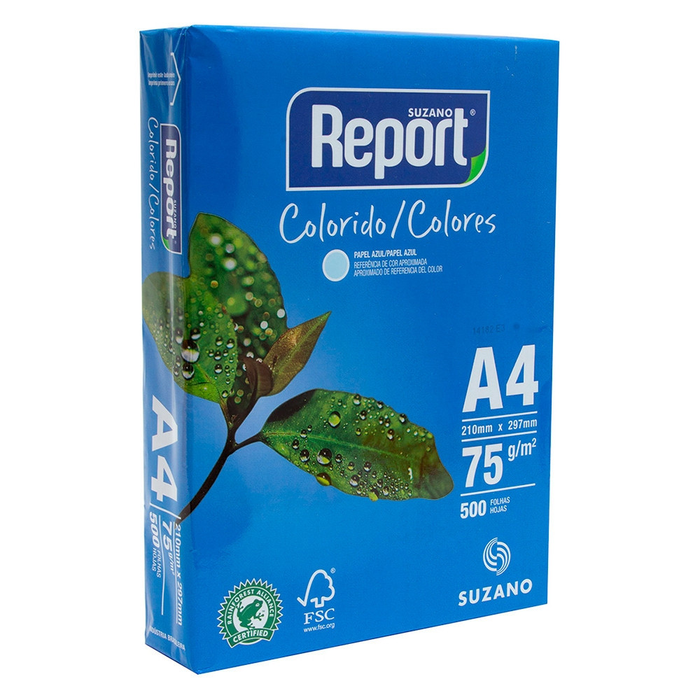Resma A4 Colorido Azul 75g 500fls Report
