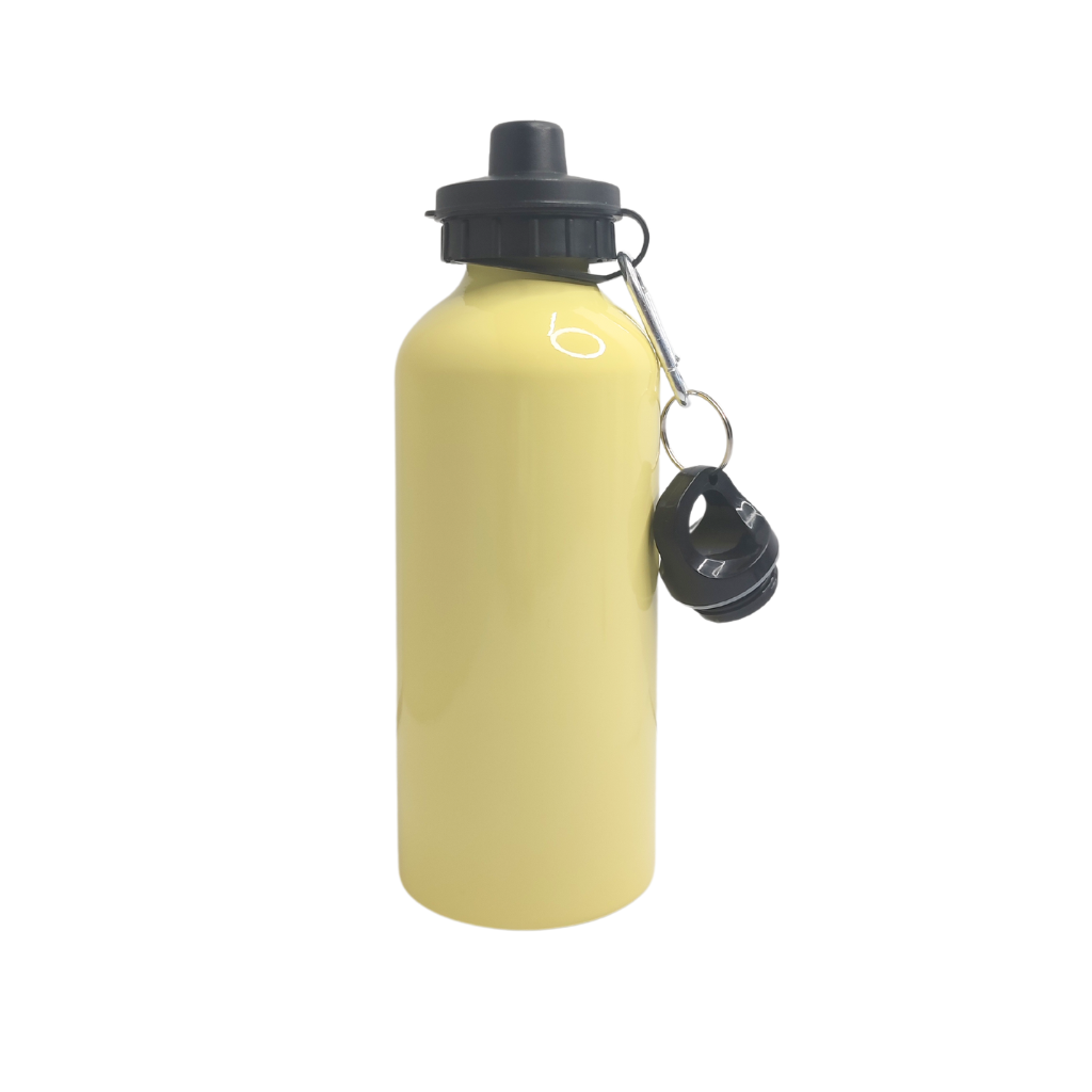 SQUEEZE ALUMÍNIO AMARELO DOLCE 2 TAMPAS PRETA 600ML P/SUBLIMÇÃO - METALNOX 57005