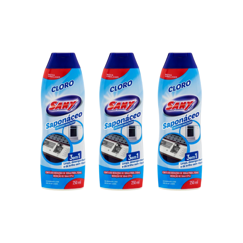 Saponáceo Cremoso Cloro 250ml - 3 Und