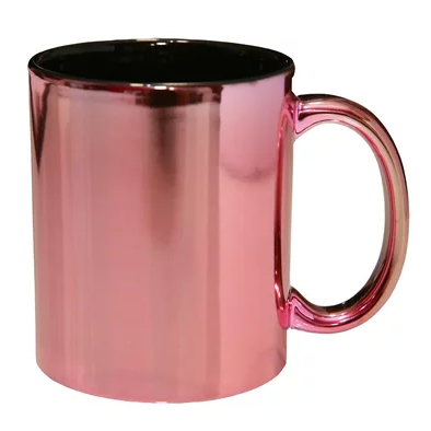 Caneca Cerâmica Metalizada Rosa Int Preto 325ml P/sublimação