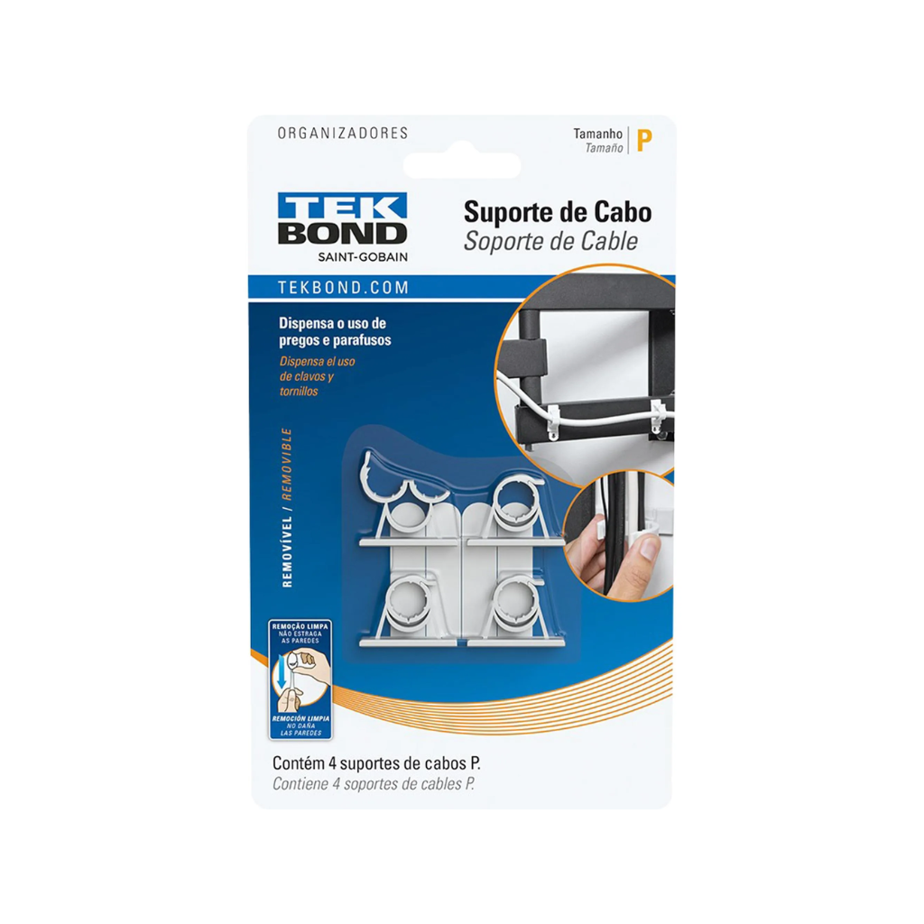 Suporte Adesivos Organizadores - Tamanho P  Modelo: Tamanho P Marca: Tekbond Descrição: Solução prática e resistente para decoração e organização. Aplicação: Fácil de aplicar. Características: Extremamente resistentes. Uso: Ideal para casa ou ambiente de 