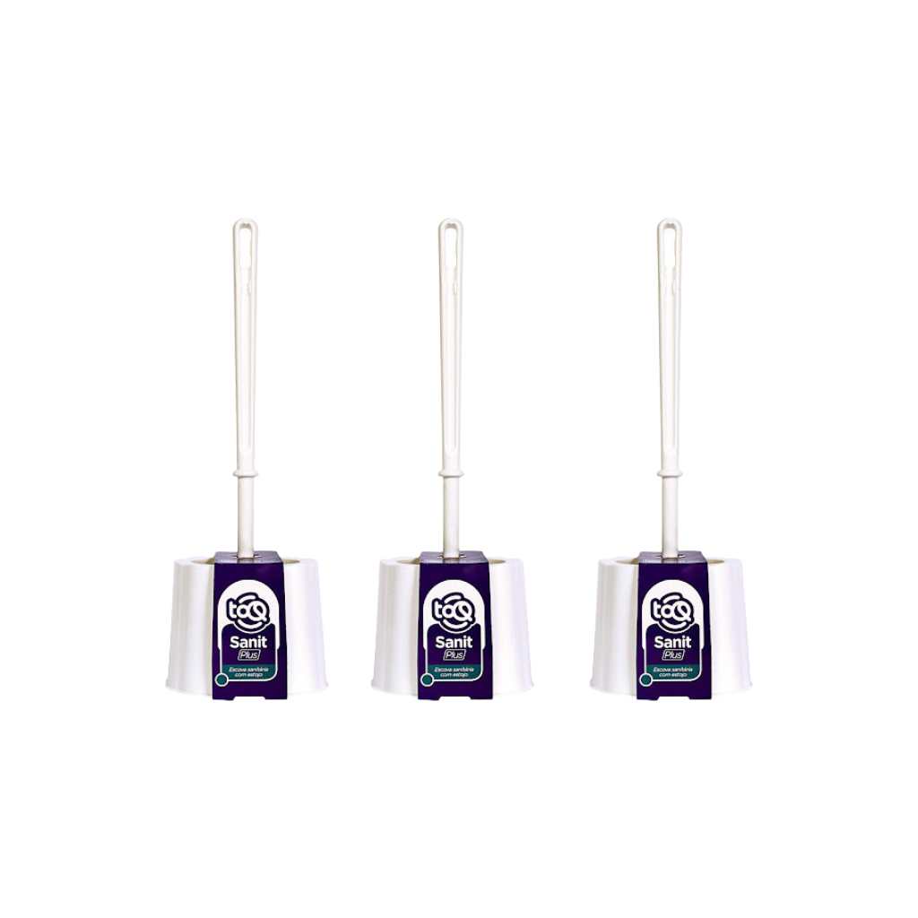 Escova Sanitária Tipo Bola com Suporte - 3 Und