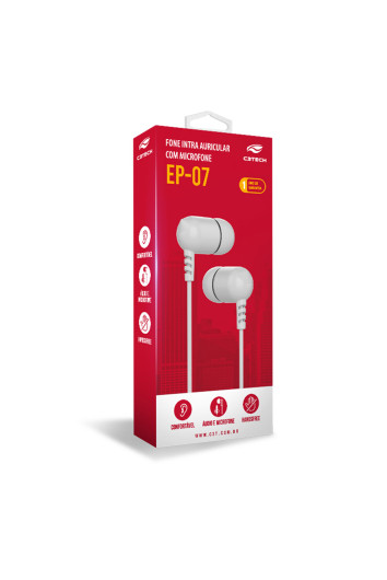 Fone C/ Mic Intra Auricular Ep-07wh Branco
