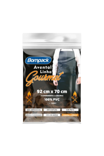 Avental Preto Gourmet Pvc Impermeável Bompack