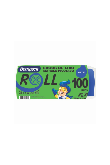 Saco P/ Lixo 100l 75x105 Roll Azul Rolo C/20un - Bompack 21027