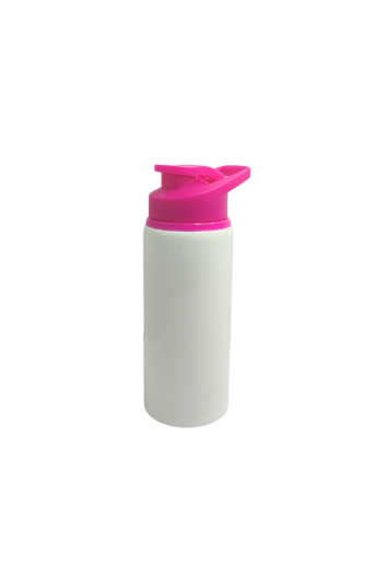 SQUEEZE ALUMÍNIO BRANCA TAMPA ROSA 600ML P/SUBLIMAÇÃO - METALNOX 57010