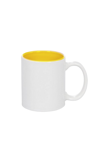 CANECA SUBLIME CERÂMICA BRANCO INTERIOR AMARELO 300ML P/SUBLIMAÇÃO AJ7