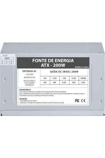 Fonte Atx 200w Sem Cabo Sem Caixa Vkoem