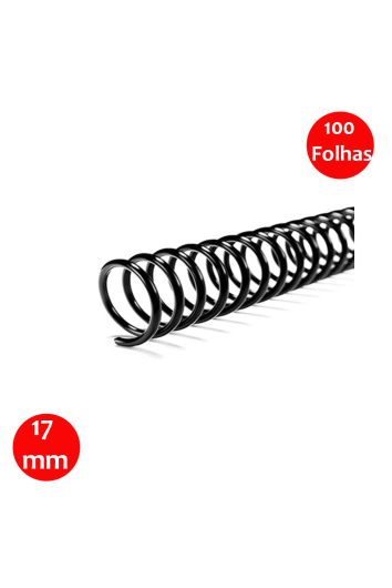 Espiral 17mm (para 100 Folhas) 100 Unidades Preto - Vip