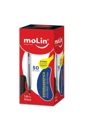Caneta Esferográfica Média Preta Molin